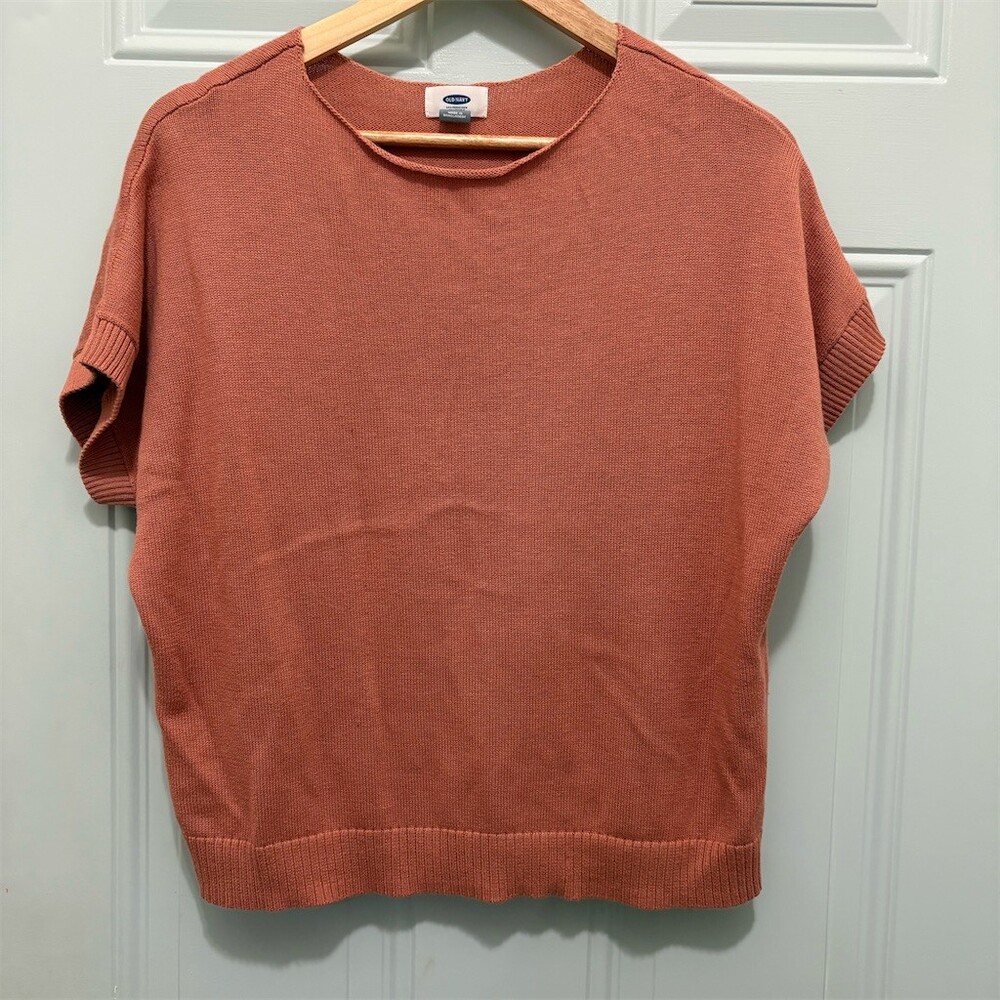 Old Navy Sweater Womens Size M Light Rust Lightweight Knit Short Sleeve